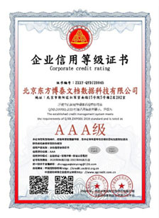 企業信用等級AAA證書